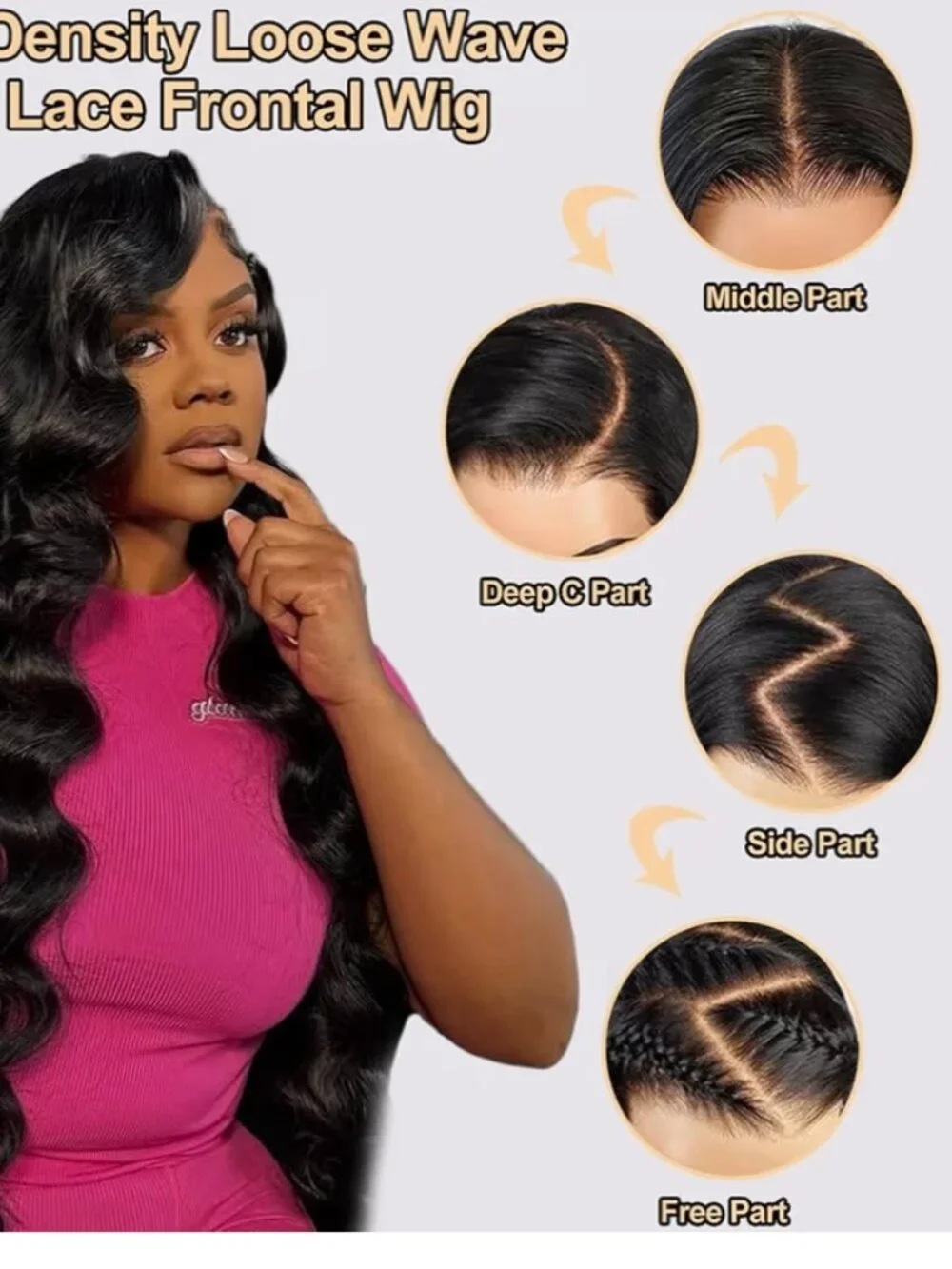 200% Density Loose Wave Full Lace Frontal Wig 100% Human Hair